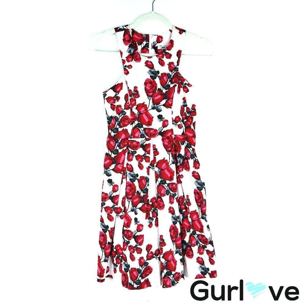 Jet Sleeveless Floral Roses A Line Size S
